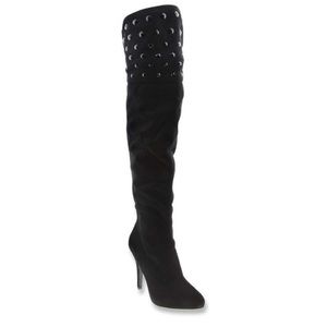 Nina Kenlyn black suede studded boots